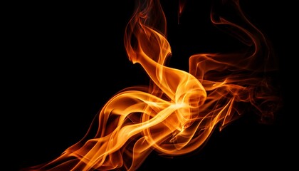 Fototapeta premium elegant orange flame dancing against black background in darkness
