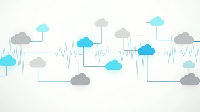 Cloud Computing Network Visualization - Interconnected Servers and Data Flow.