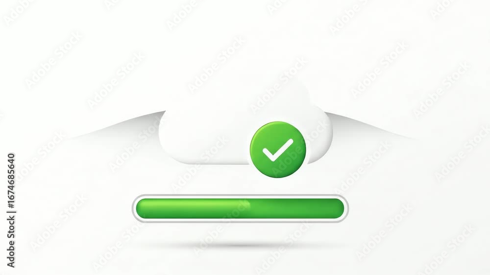 Aufkleber cloud upload progress bar with checkmark indicating completion.