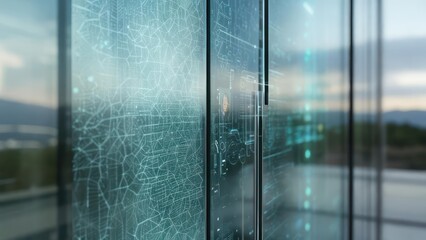 Obraz premium Modern glass building with interactive displays