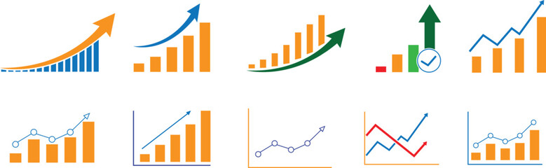 Growing bar graph icon with arrow going up.