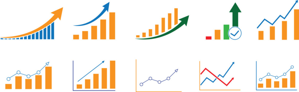 Growing bar graph icon with arrow going up.