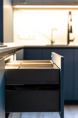 Kitchen drawer. Contemporary design. Light and depth.