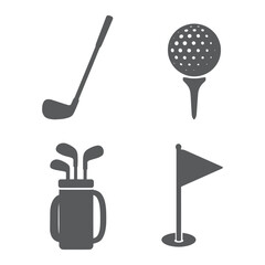 Golf elements silhouettes vector