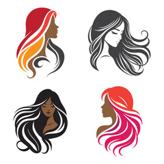 Beauty long hair girl silhouette logo icon.