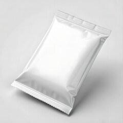 Blank snack packaging pouch mockup with sealed edges on white background for product branding and design presentation
