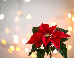 Festive poinsettia with blurred lights