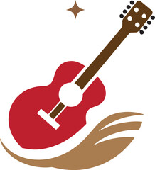 Flat guitars. Acoustic guitar, electric guitar on white background.