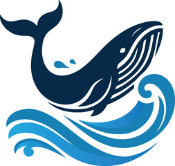 Vector illustration of whale isolated on white background.