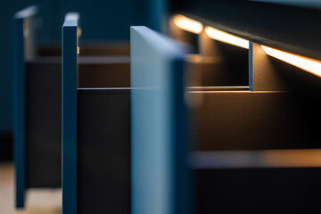 Fronts in focus. LED line. Blue modern