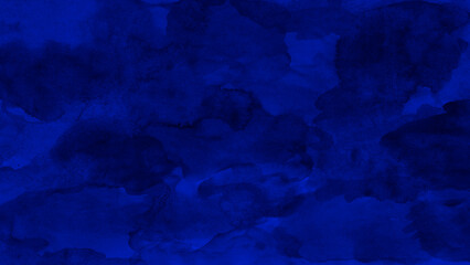 Black dark navy abstract pattern watercolor. Artistic background. Stain splash rough daub grain grunge. Water liquid fluid. Like a dramatic night sky with clouds. Space. Design. Template. 