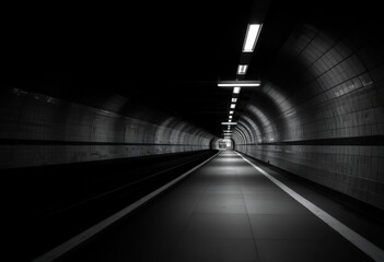 Futuristic Tunnel in Black and White
