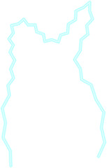 Smooth curved neon path with irregular zigzags, creating an electric flow with a glowing effect.