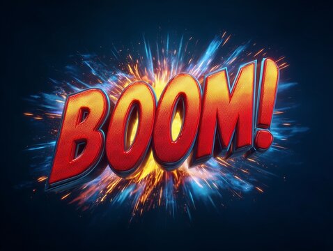 Comic style explosion with boom text