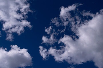 Cloudscape White clouds in the blue sky , in Mar del Plata , Argentina