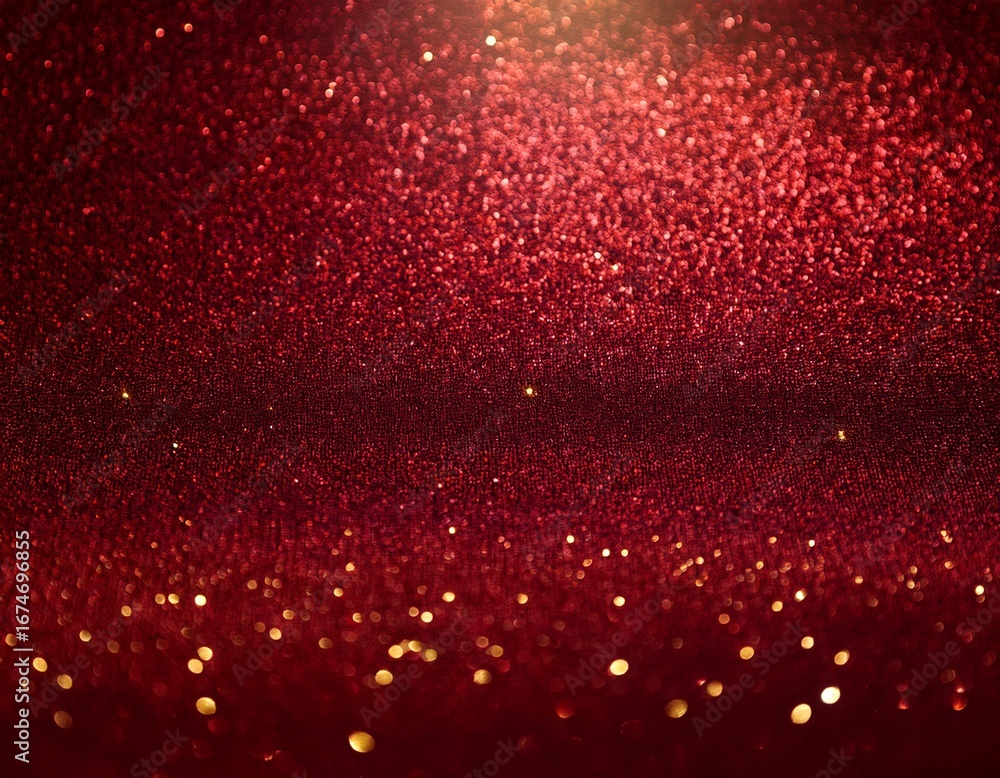 Poster a deep ruby red glitter background with sparkling particles reflecting gold highlights the bold luxu