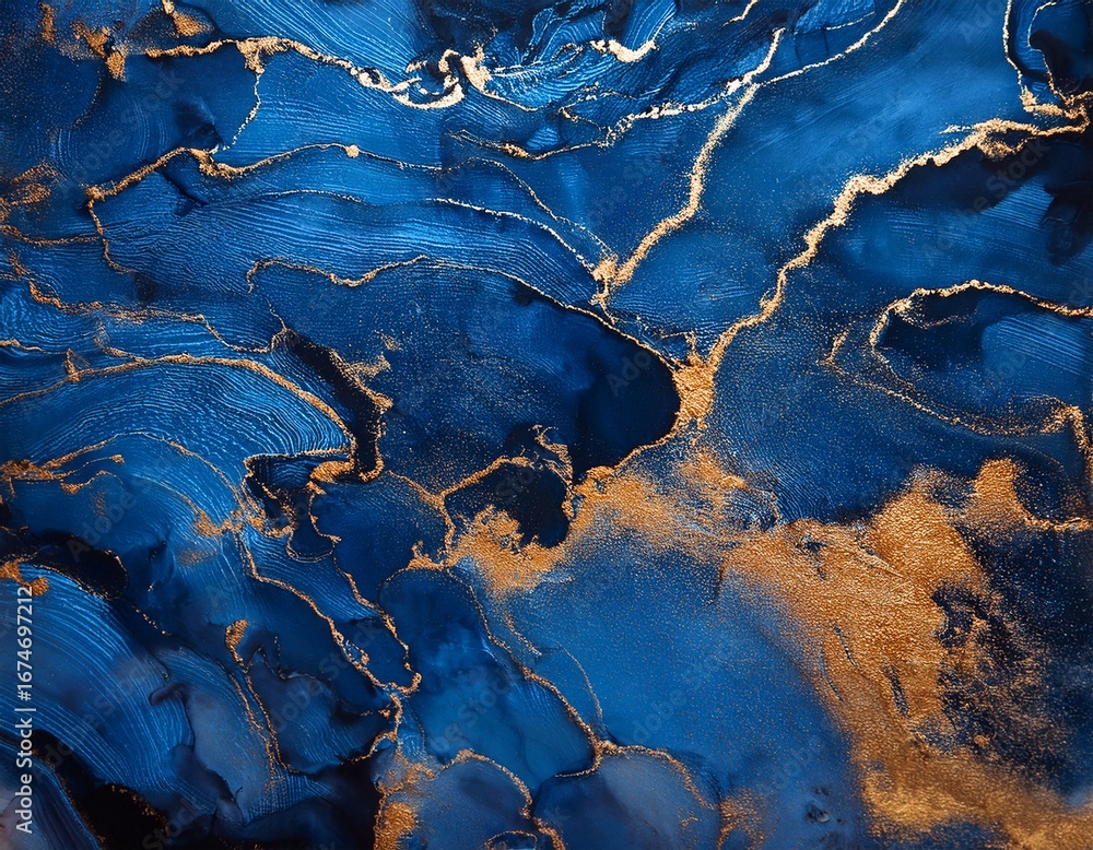 Poster deep blue texture with rust and gold hints