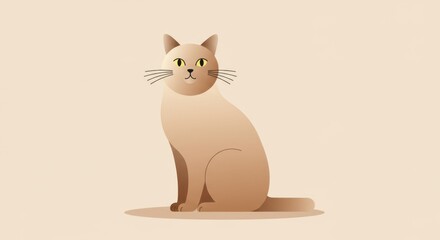 Obraz premium Brown Cat Sitting on Floor with Minimalist Background
