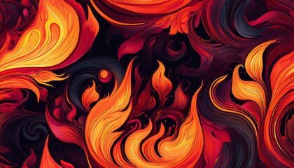 vibrant abstract fire seamless pattern with swirling flames and molten lava flowing in a dynamic dance fire seamless