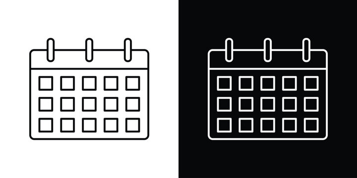 Calendar Icon in Line Art Style, Isolated on White Background - Powered by Adobe