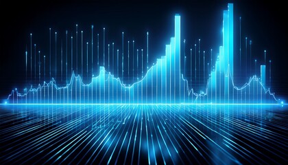 Fototapeta premium clean glowing neon vibrant monochromatic blue stock market graphic graphic