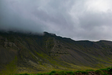Misty Mountain Slopes in Iceland