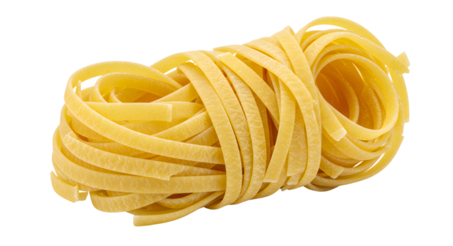 Tagliatelle Pasta Nest Uncooked tagliatelle pasta arranged in a neat nest shape