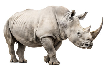 Magnificent White Rhinoceros Stance A Majestic Wildlife Animal Isolated on Transparent Background