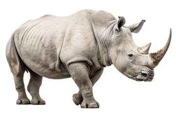 Magnificent White Rhinoceros Stance A Majestic Wildlife Animal Isolated on Transparent Background