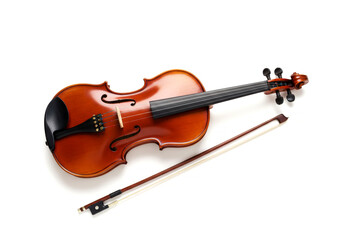Fototapeta premium Violin and bow isolated on white background