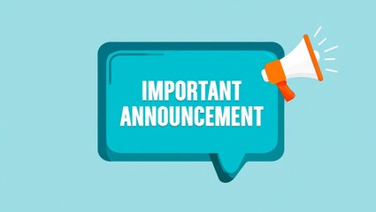 Megaphone with Important Announcement text.
