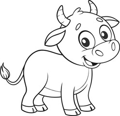 Fototapeta premium Cute Cartoon Cow Outline Illustration Perfect for Coloring Books and Educational Materials Featuring Adorable Farm Animals for Kids and Artistic Coloring Projects