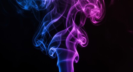 Abstract Blue and Purple Smoke Waves on a Black Background