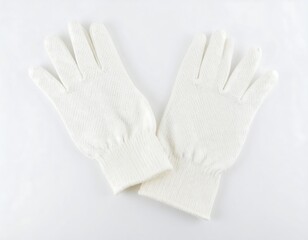 Pair of white knitted gloves