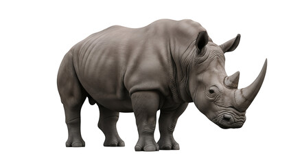 Obraz premium Rhinoceros closeup wildlife animal african rhino safari zoo endangered species mammal big horn nature gray on transparent background