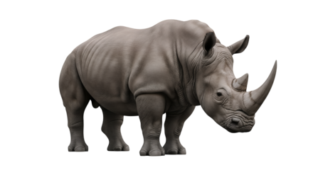 Rhinoceros closeup wildlife animal african rhino safari zoo endangered species mammal big horn nature gray on transparent background