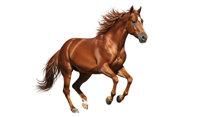 Naklejka premium Beautiful chestnut horse running wild isolated on black background equine animal mammal free spirit stallion 100 on transparent background