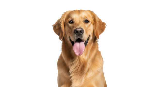 Golden retriever dog portrait cute happy pet animal canine breed friendly family dog isolated on black 100 on transparent background - Powered by Adobe