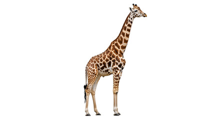 Naklejka premium Isolated giraffe image for animal lovers and wildlife enthusiasts looking for giraffe pictures or giraffe art on transparent background