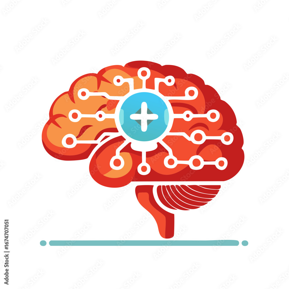 Aufkleber modern artificial intelligence brain concept with interconnected neural pathways and a positive tech