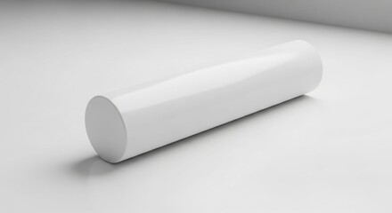 Blank white cylindrical product mockup, studio shot, on a white surface.