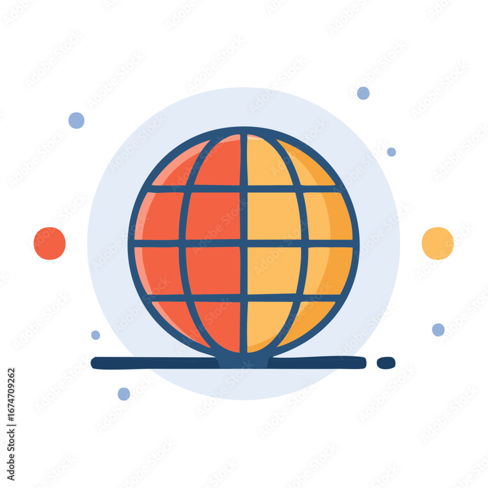 Poster abstract globe with geometric pattern and floating circles illustration