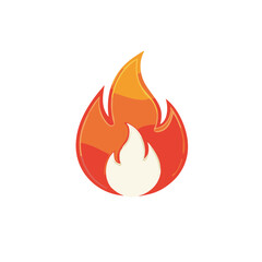 Vibrant Flat Style Flame Design Icon, Representing Warmth, Danger, Energy, Heat and Fire