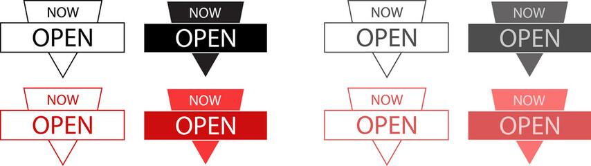 Now Open Banner and Label Icon Set