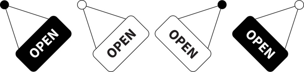 Open Sign Board Icons for Storefronts