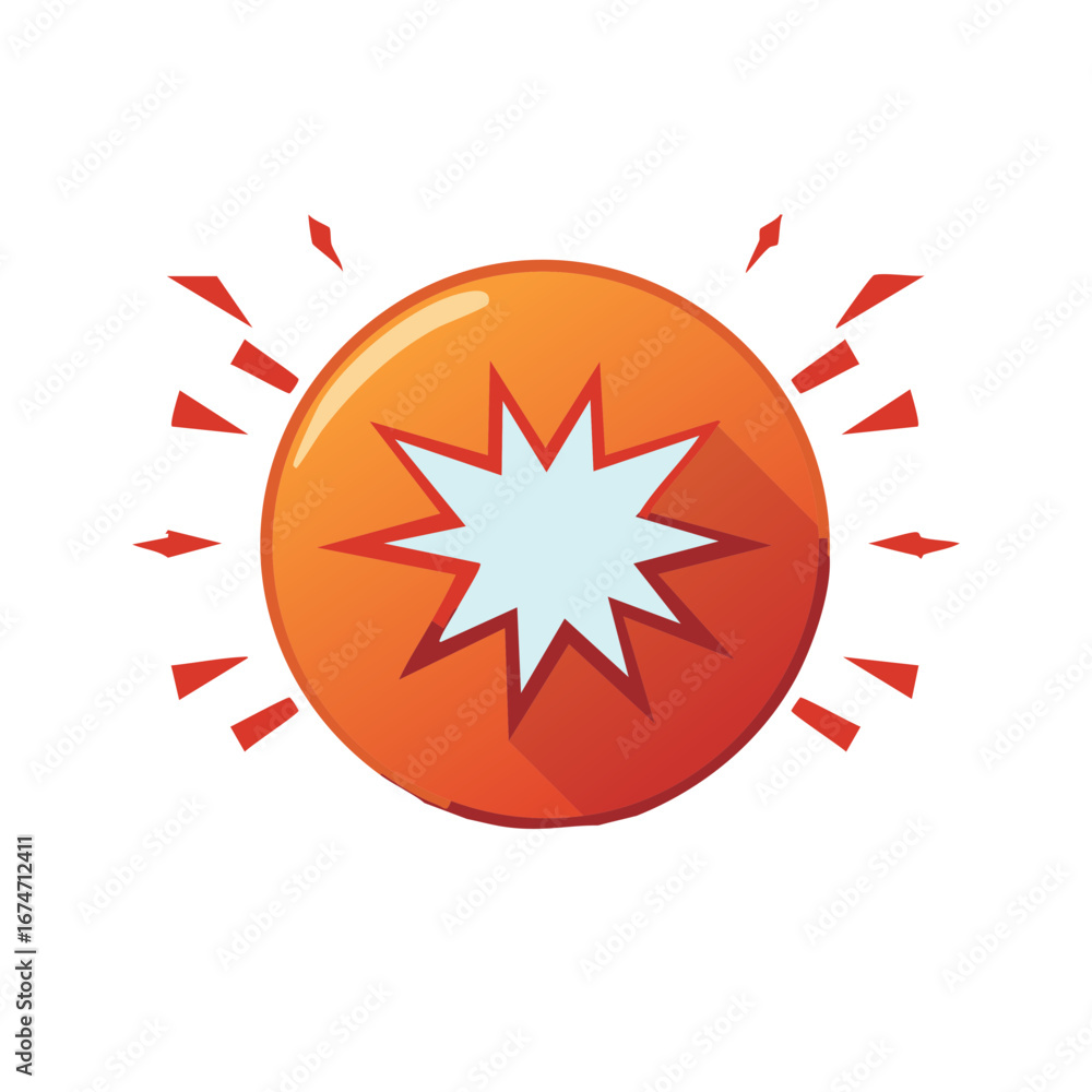 Aufkleber bright orange explosion icon with angular shards and center burst on a white backdrop