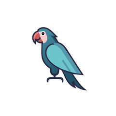 Fototapeta premium Minimalist blue parrot cartoon character in a modern flat design style vector illustration