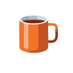 Minimalist Orange Mug with Dark Coffee or Tea Isolated on White Background
