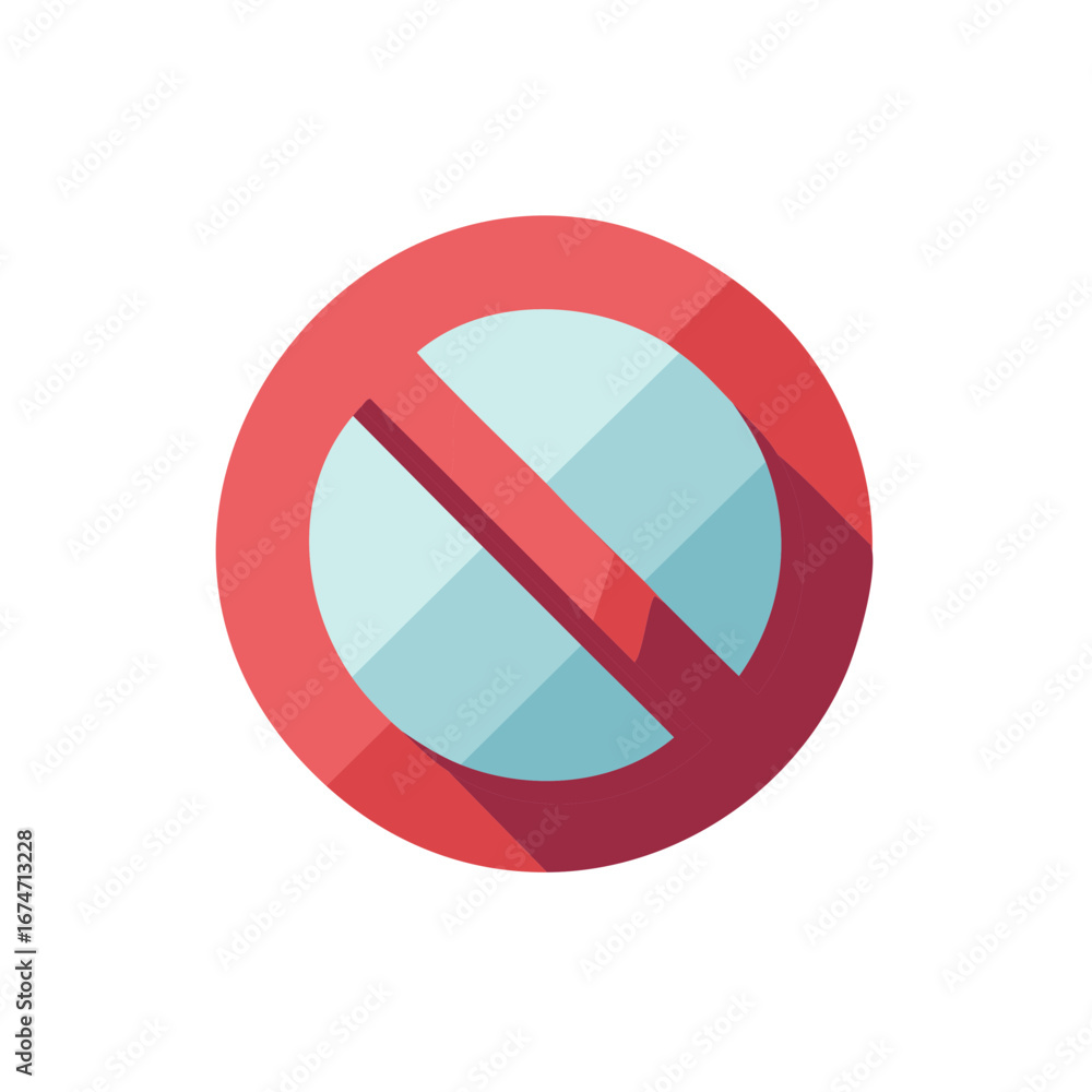 Poster prohibition flat design icon with shadow no sign warning caution circle ban restricted access