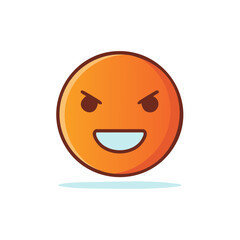 Fototapeta premium Mischievous orange emoji with a cunning smile and playful angry eyes